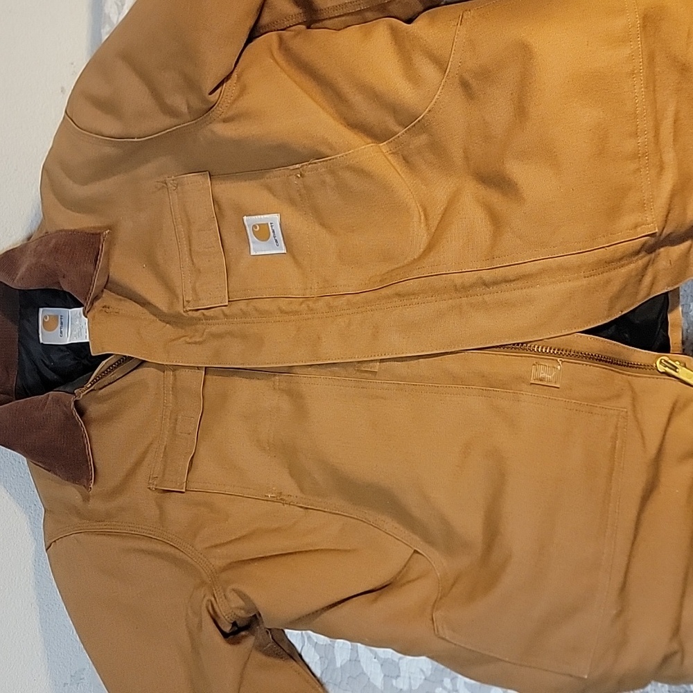 Vintage CARHARTT C03 BRN Quilt Lined Duck Canvas Jacket Coat Men Size 46 Tall.